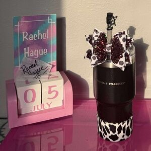 Stanley + Starbucks Taiwan Black 20 oz Tumbler with Cow Print Bow